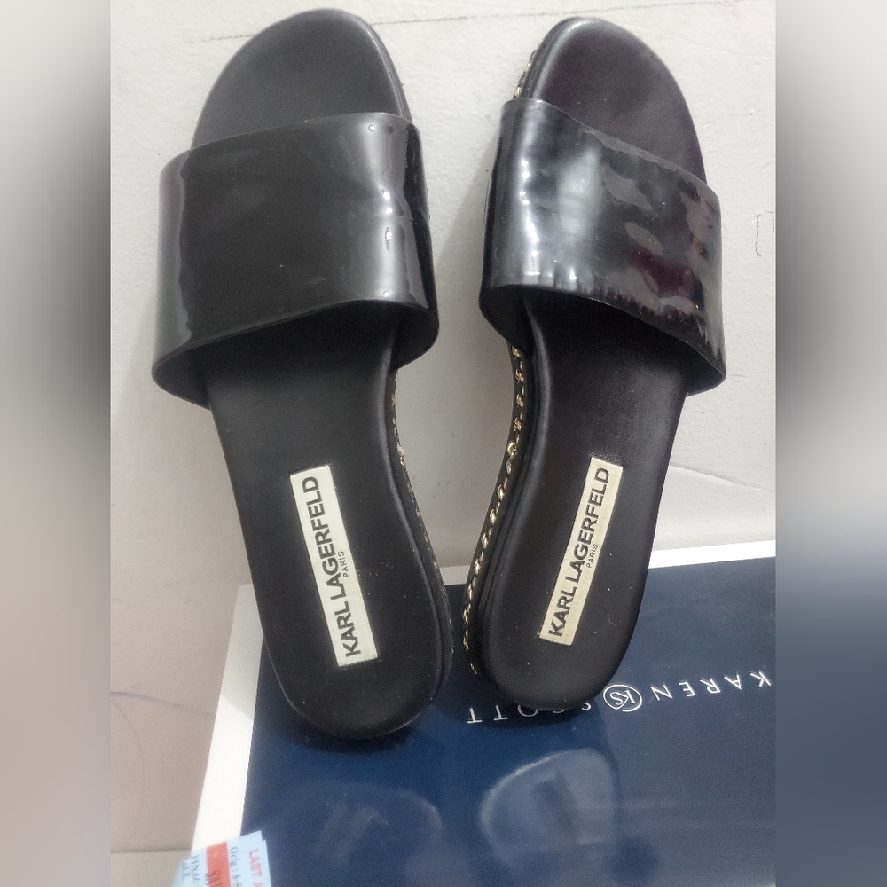 Karl Lagerfeld Paris Women's Bijou Slide Sandals, Black - Picture 3 of 4